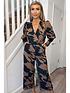  image of ax-paris-abstract-jumpsuit-brown