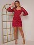  image of chi-chi-london-long-sleeve-floral-lace-mini-dress