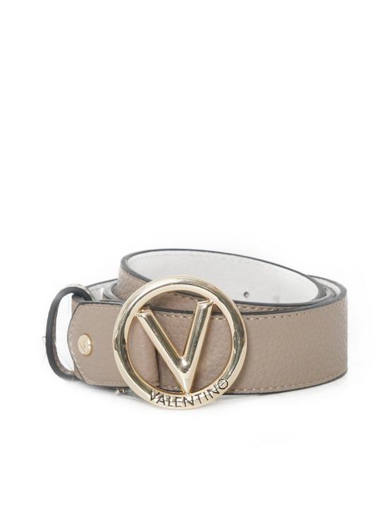 front image of valentino-bags-round-belt-taupegold