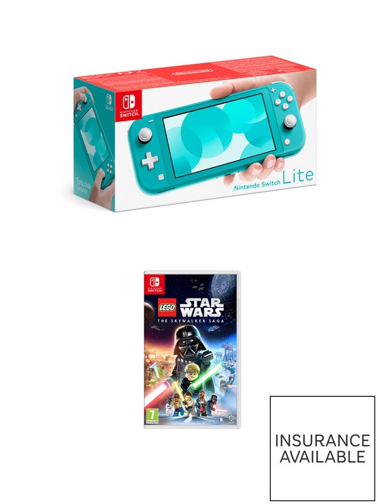 front image of nintendo-switch-lite-turquoise-console-with-amp-lego-star-wars-the-skywalker-saga