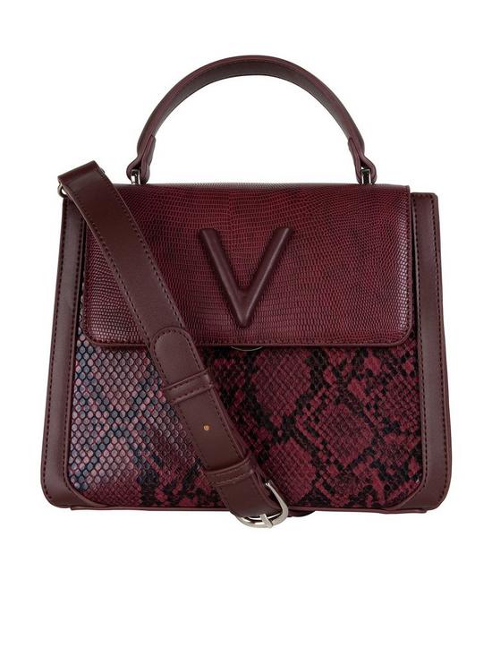 front image of valentino-bags-peri-large-satchel-cross-body-bag-burgundy
