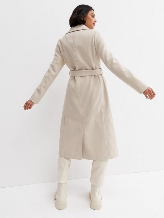stillFront image of new-look-unlined-belted-long-coat-cream
