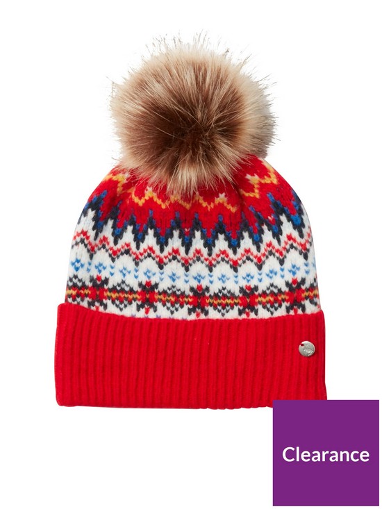 front image of joules-shetland-hat-red