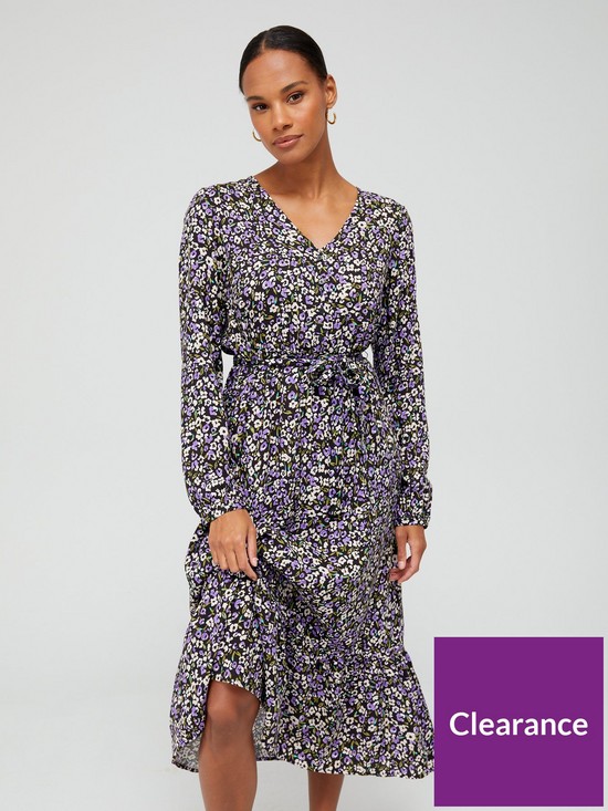 front image of only-printed-midi-dress-purple