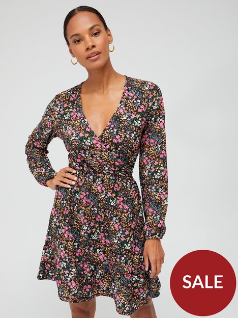 only-floral-jersey-wrap-dress-multi