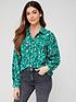  image of only-printed-button-down-blouse-green