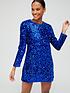  image of only-anika-long-sleeve-sequin-dress-blue