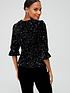  image of only-anika-sequin-short-sleeve-button-top-black