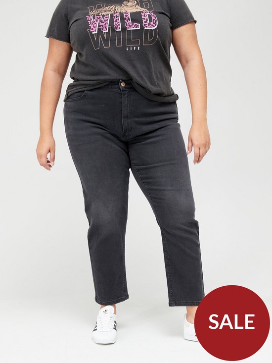 front image of only-curve-curve-high-waist-mom-jean-black