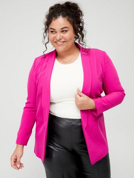 only-curve-recycled-polyester-blazer-pink