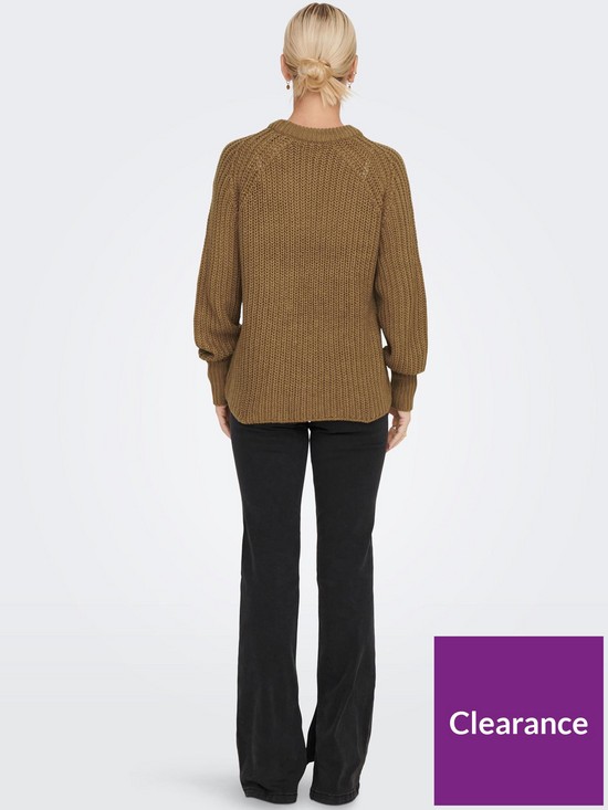 stillFront image of only-balloon-sleeve-jumper-brown