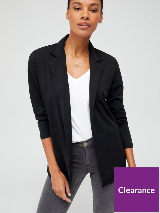 front image of only-sania-long-sleeve-blazer-black