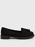  image of new-look-wide-fit-black-suedette-tassel-chunky-loafers