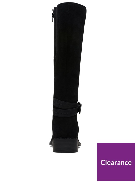 stillFront image of clarks-maye-shine-suede-knee-high-boots-black