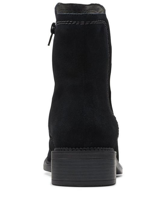 stillFront image of clarks-maye-zip-suede-ankle-boots-black