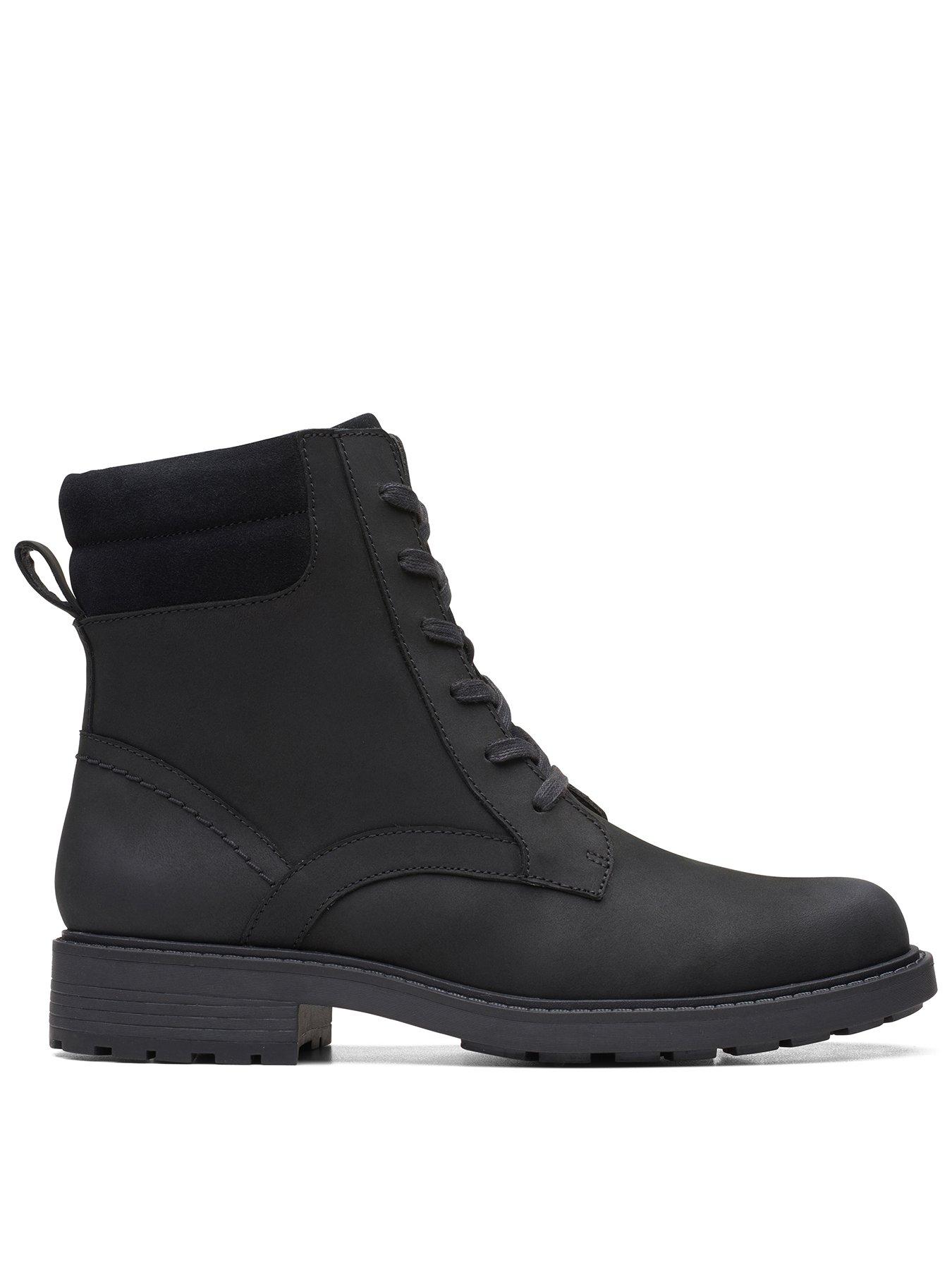 Clarks black hotsell lace up boots