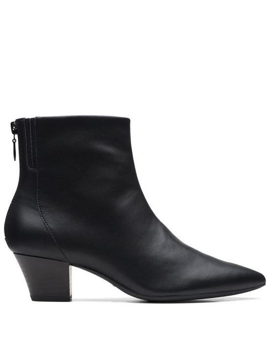 front image of clarks-teresa-boot-leather-ankle-boot-black