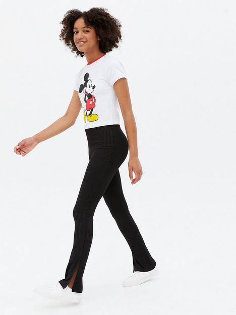 new-look-915-girls-black-ribbed-split-hem-trousers