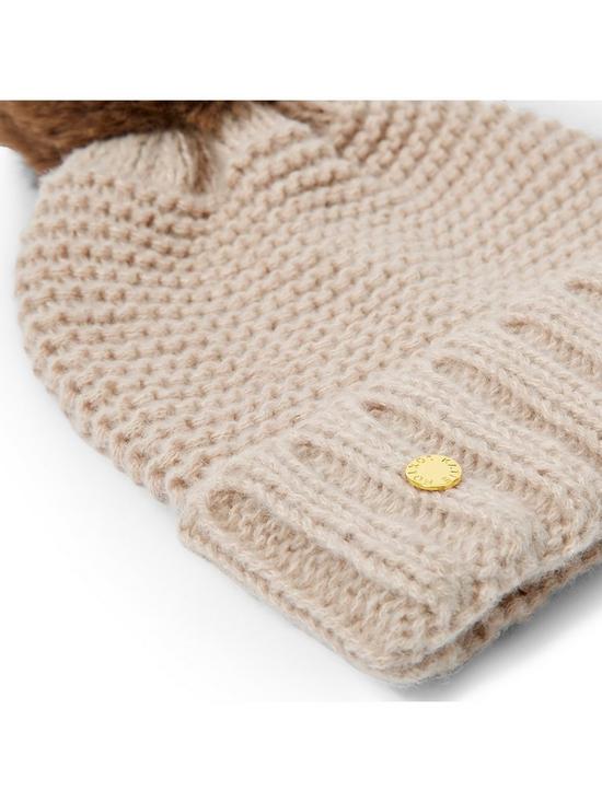 stillFront image of katie-loxton-chunky-knitted-hat-light-taupe