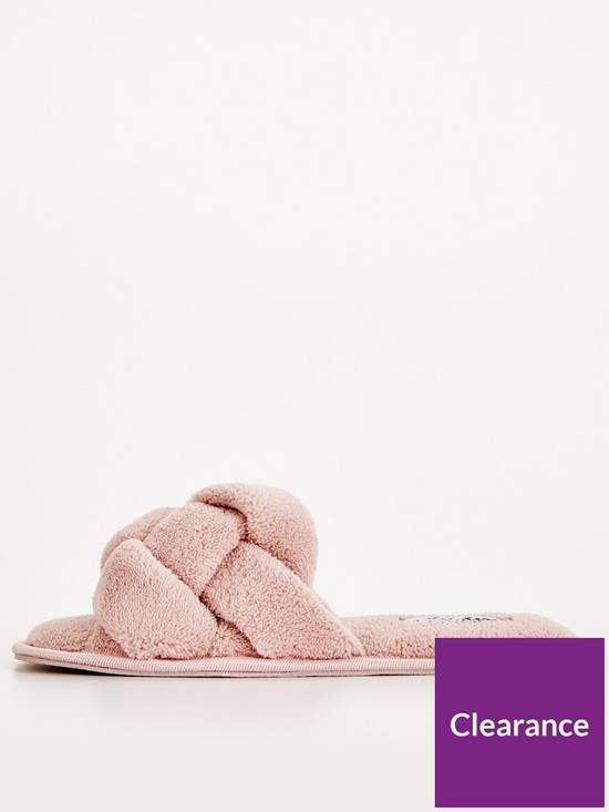front image of v-by-very-vanity-plait-slider-slipper-pink
