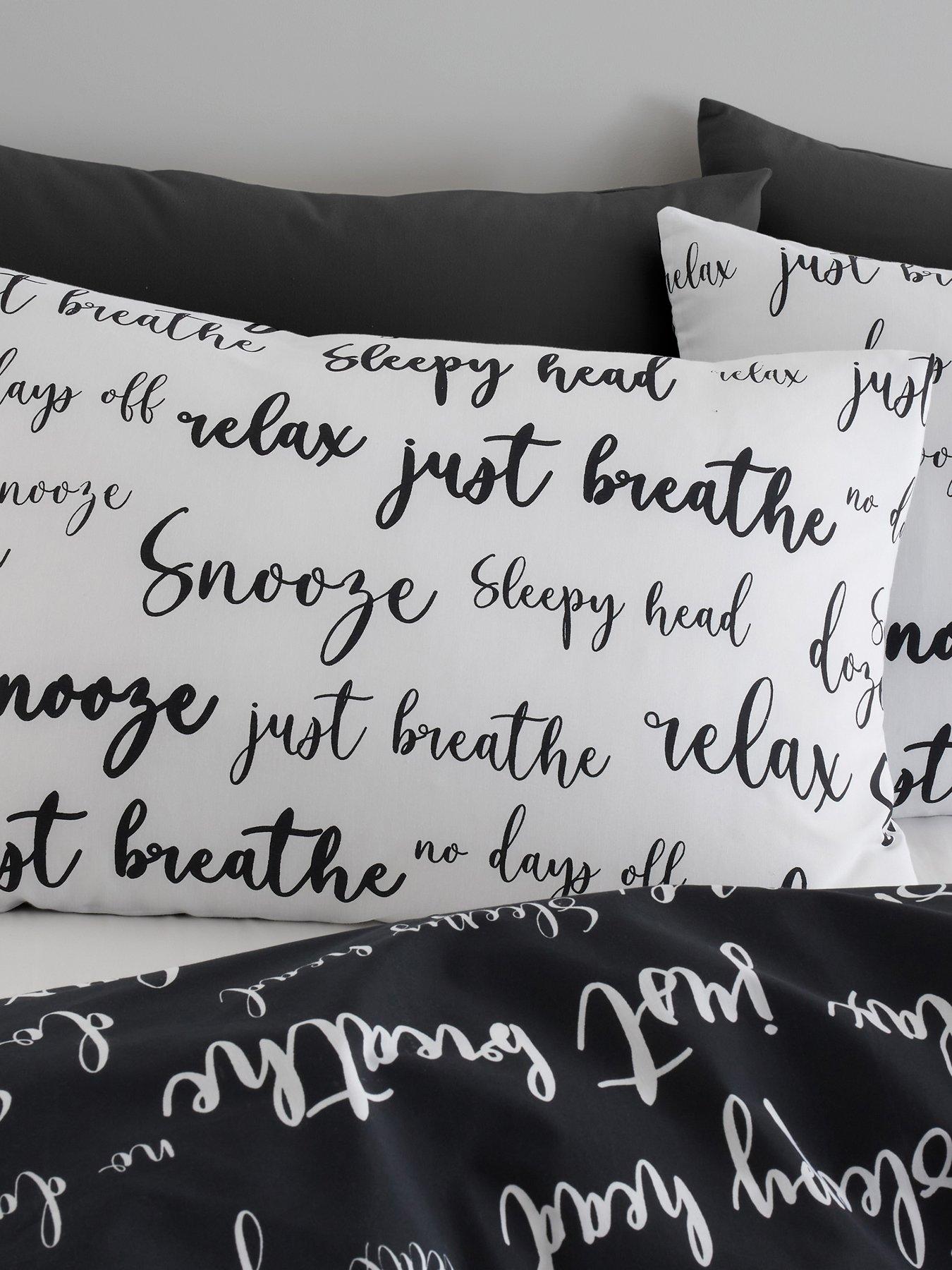  image of catherine-lansfield-simplicity-script-duvet-cover-set-black