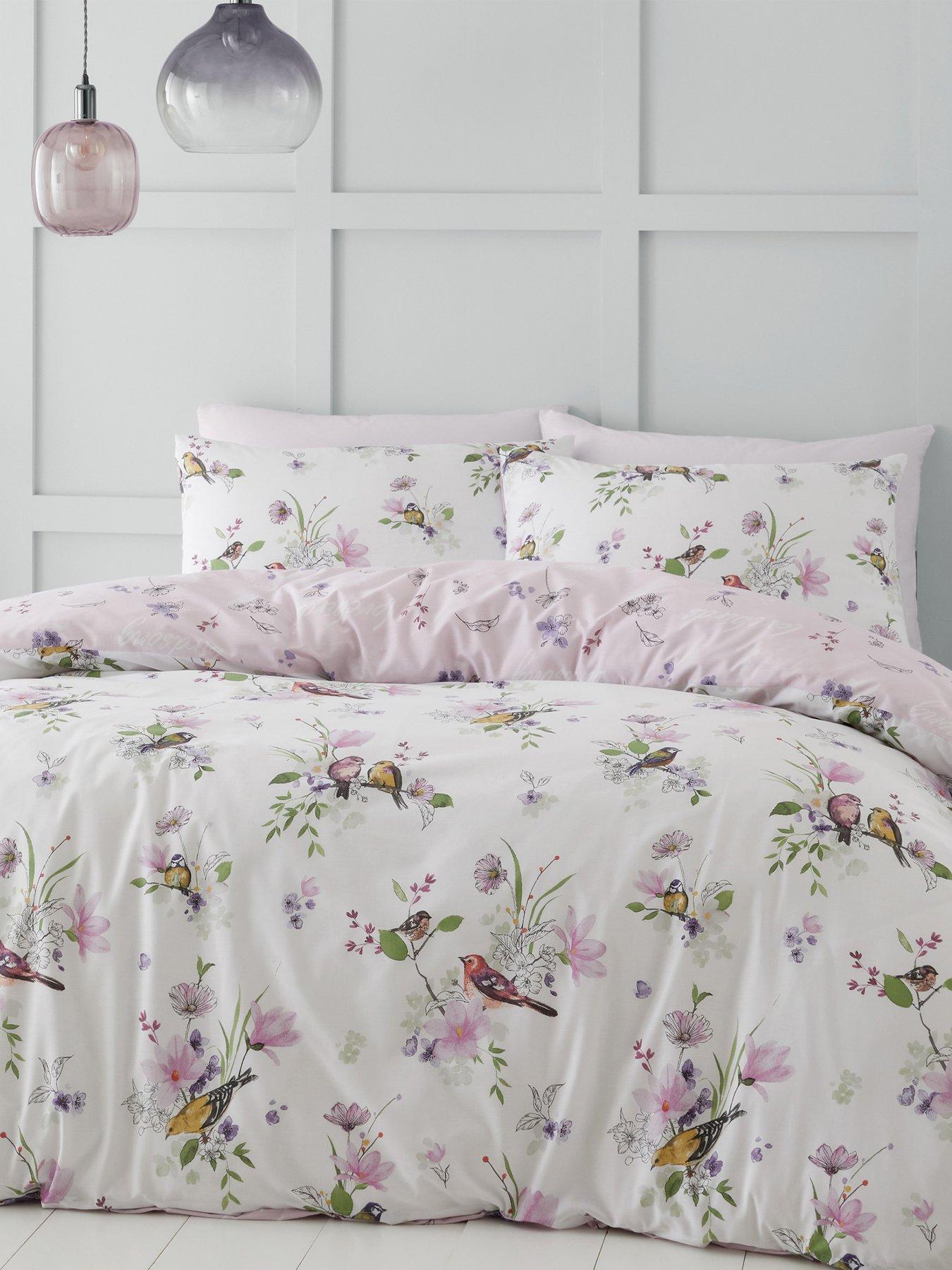 Catherine Lansfield Songbird Duvet Cover Set - Pink