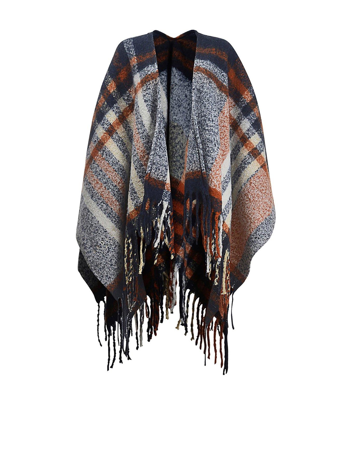 front image of radley-fluffy-check-poncho-ink