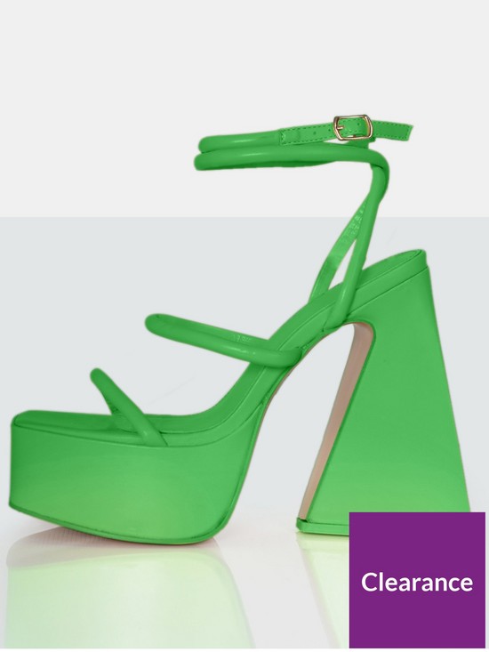 front image of public-desire-pierce-platform-block-heeled-sandals-green