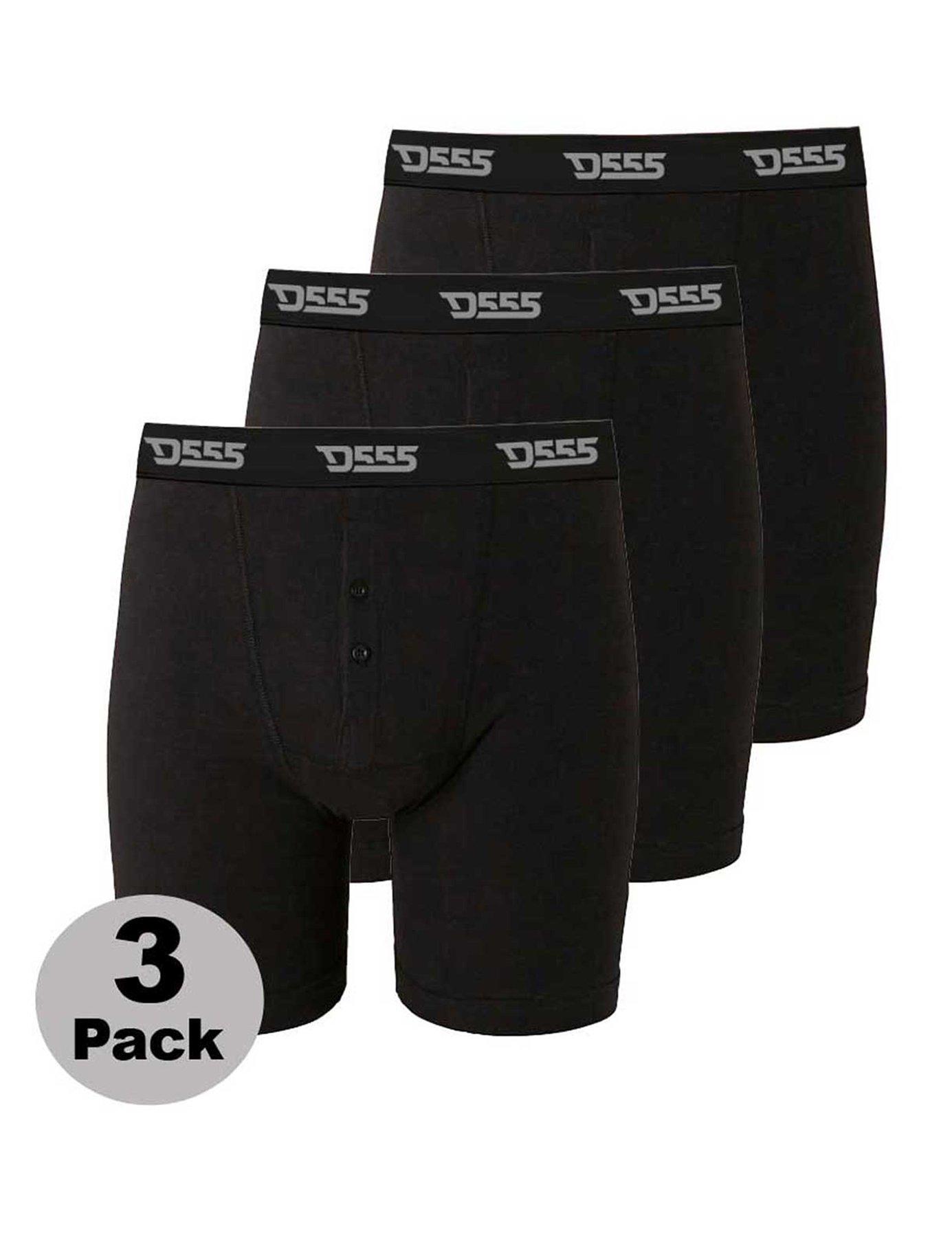 Image 1 of 2 of D555 Cotton Boxer Shorts (3 Pack) - Black