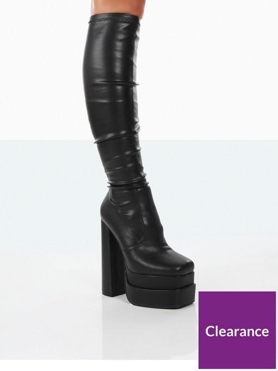 front image of public-desire-wide-fit-passive-platform-boots-black
