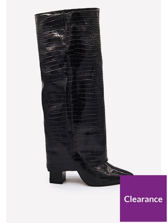 front image of public-desire-zendaya-knee-high-boots-black