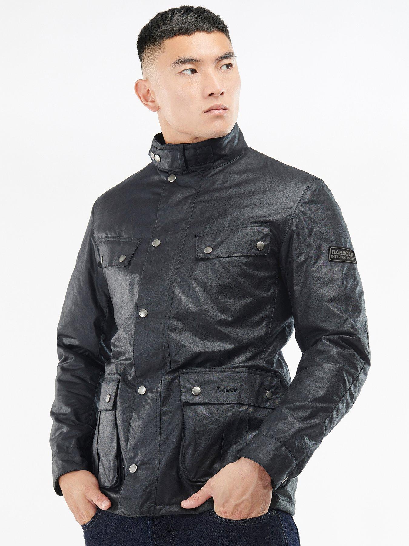 Barbour International Duke Wax Jacket Navy littlewoods