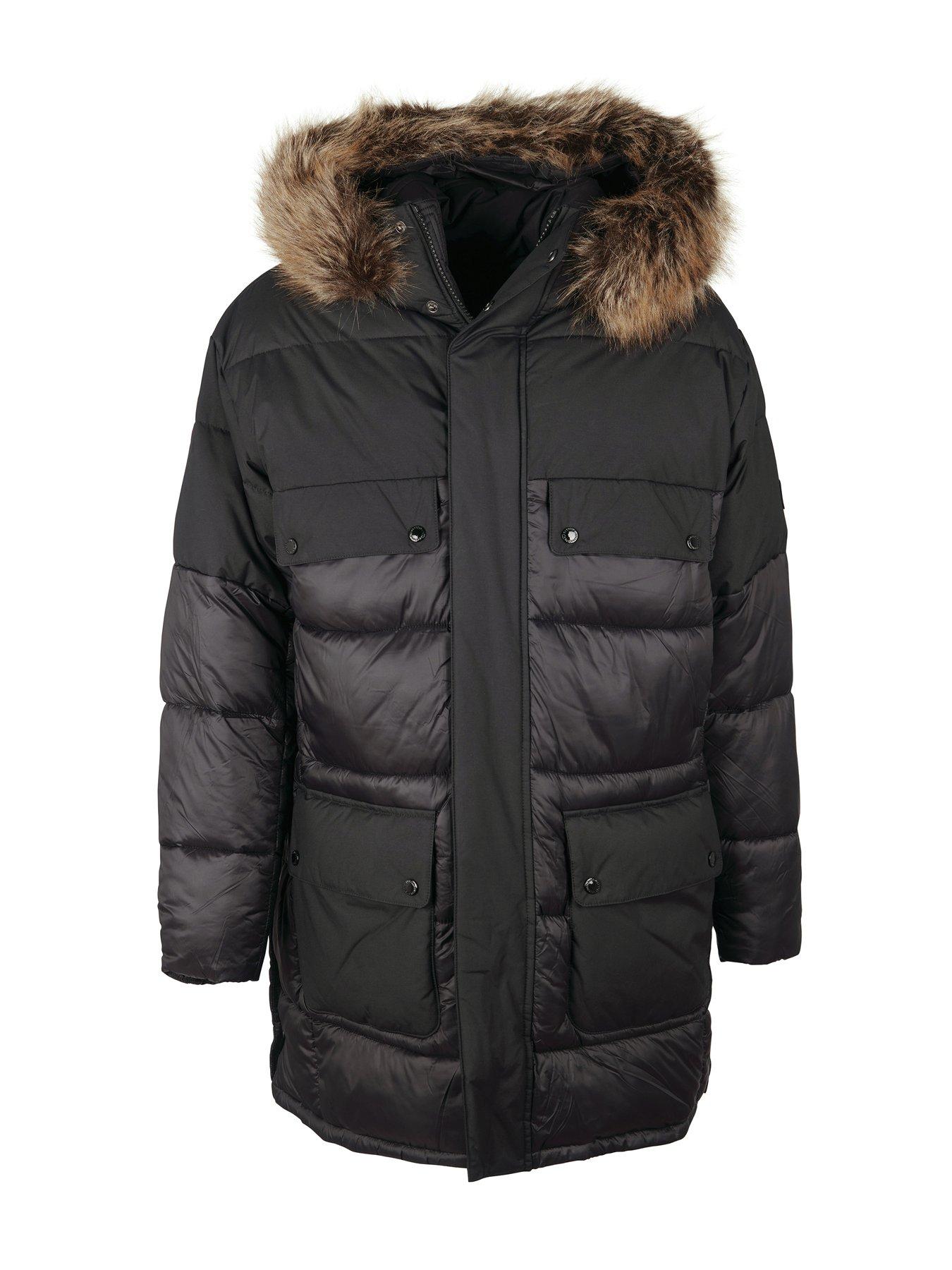  image of barbour-international-redford-faux-fur-hooded-parka-jacket-black