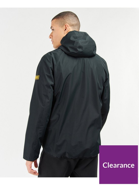 stillFront image of barbour-international-essential-hooded-waterproof-jacket-black