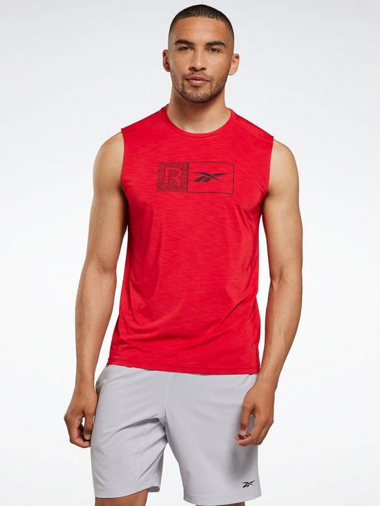 front image of reebok-workout-ready-activchill-sleeveless-t-shirt