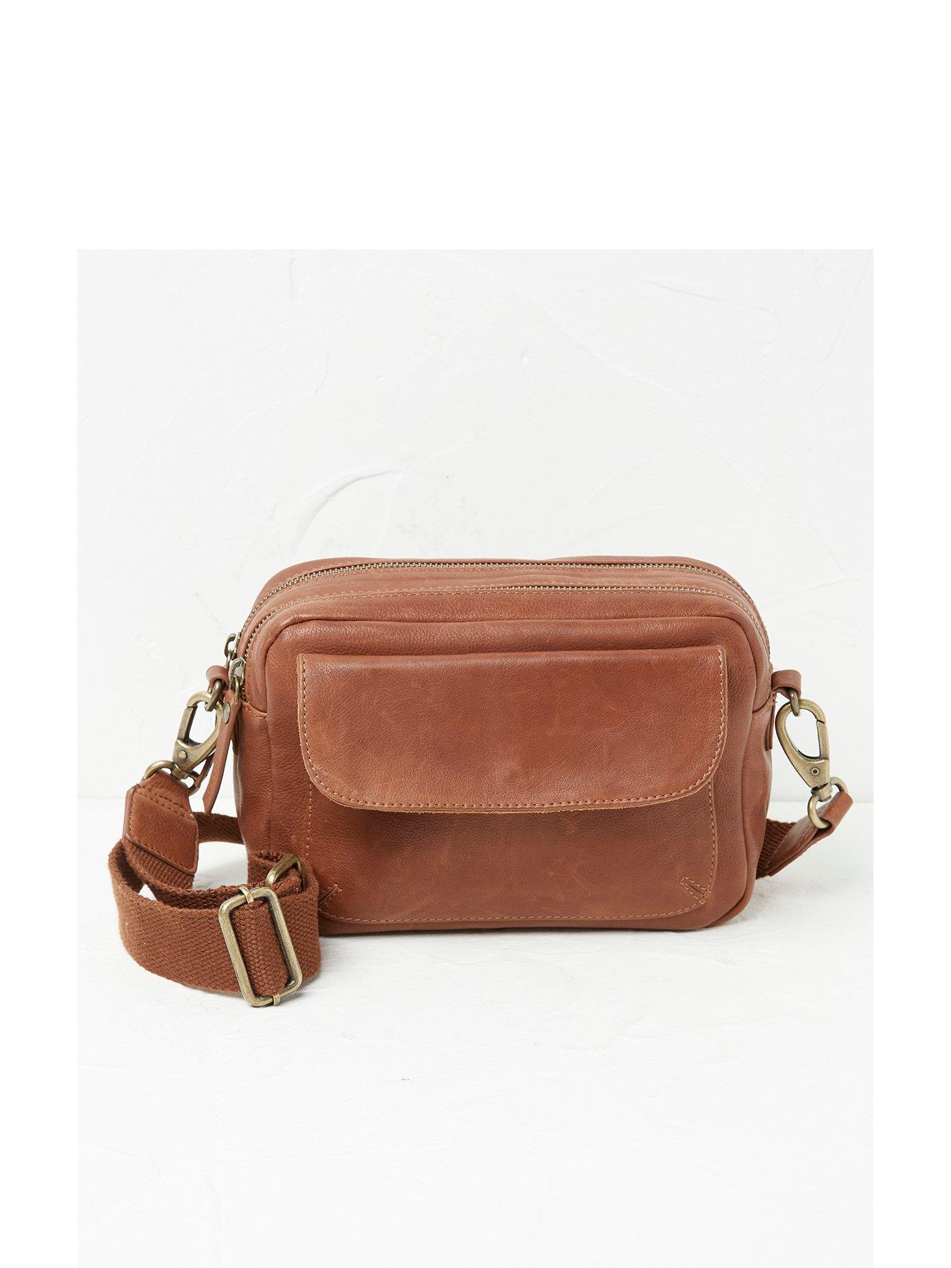FatFace Oslo Leather Camera Bag Brown