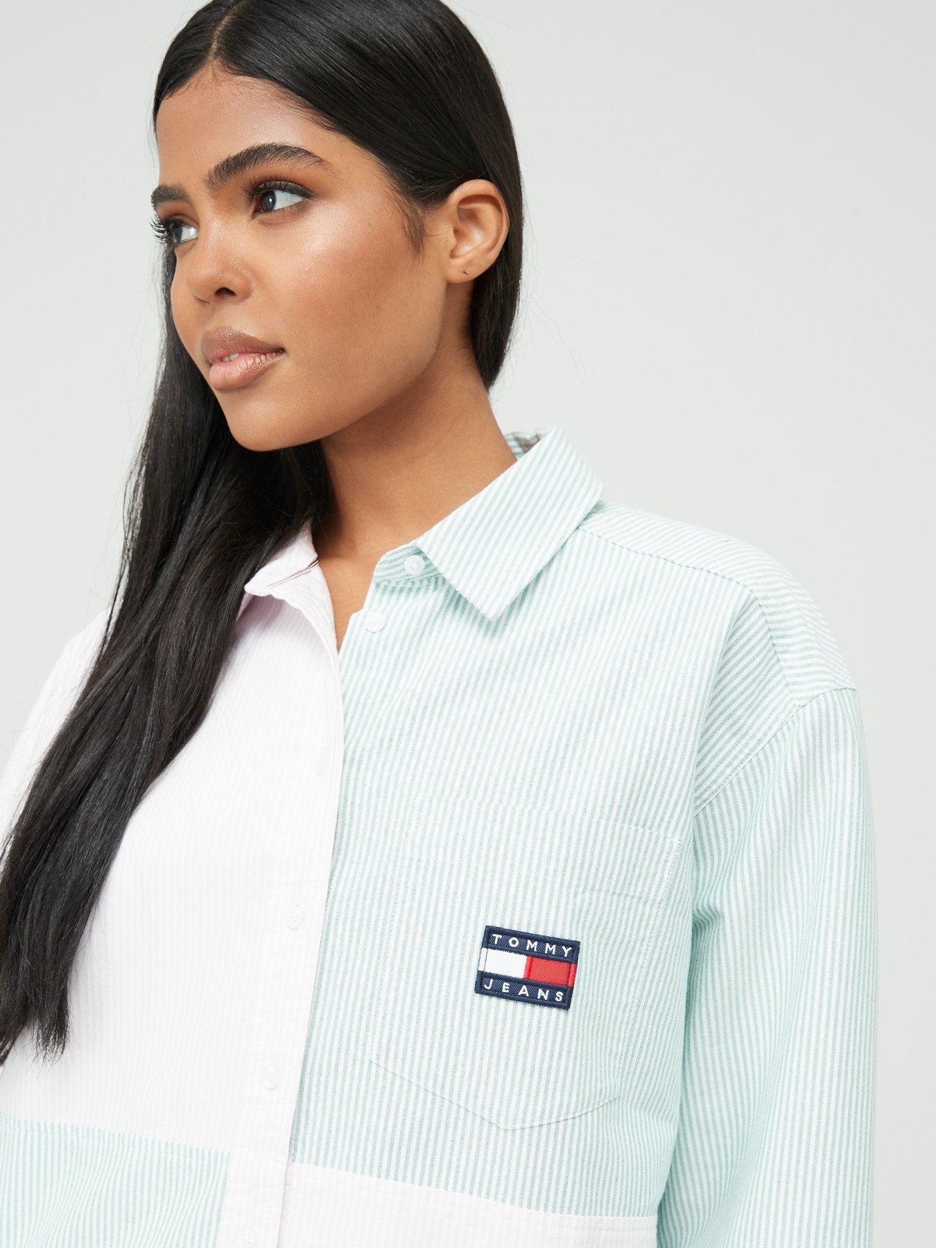  image of tommy-jeans-colour-blocknbspstripe-boyfriend-shirt-multi