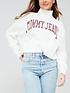  image of tommy-jeans-crop-college-cable-sweater-white