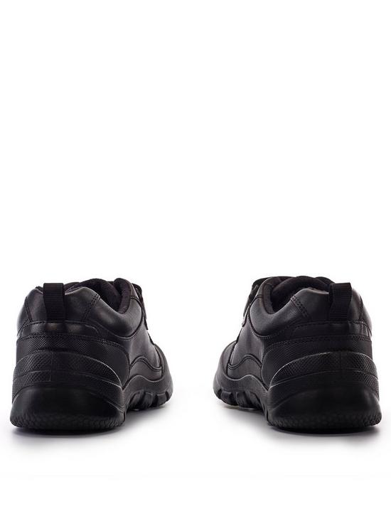 stillFront image of start-rite-trooper-boys-waterproof-black-leather-double-riptape-durable-school-shoes-black