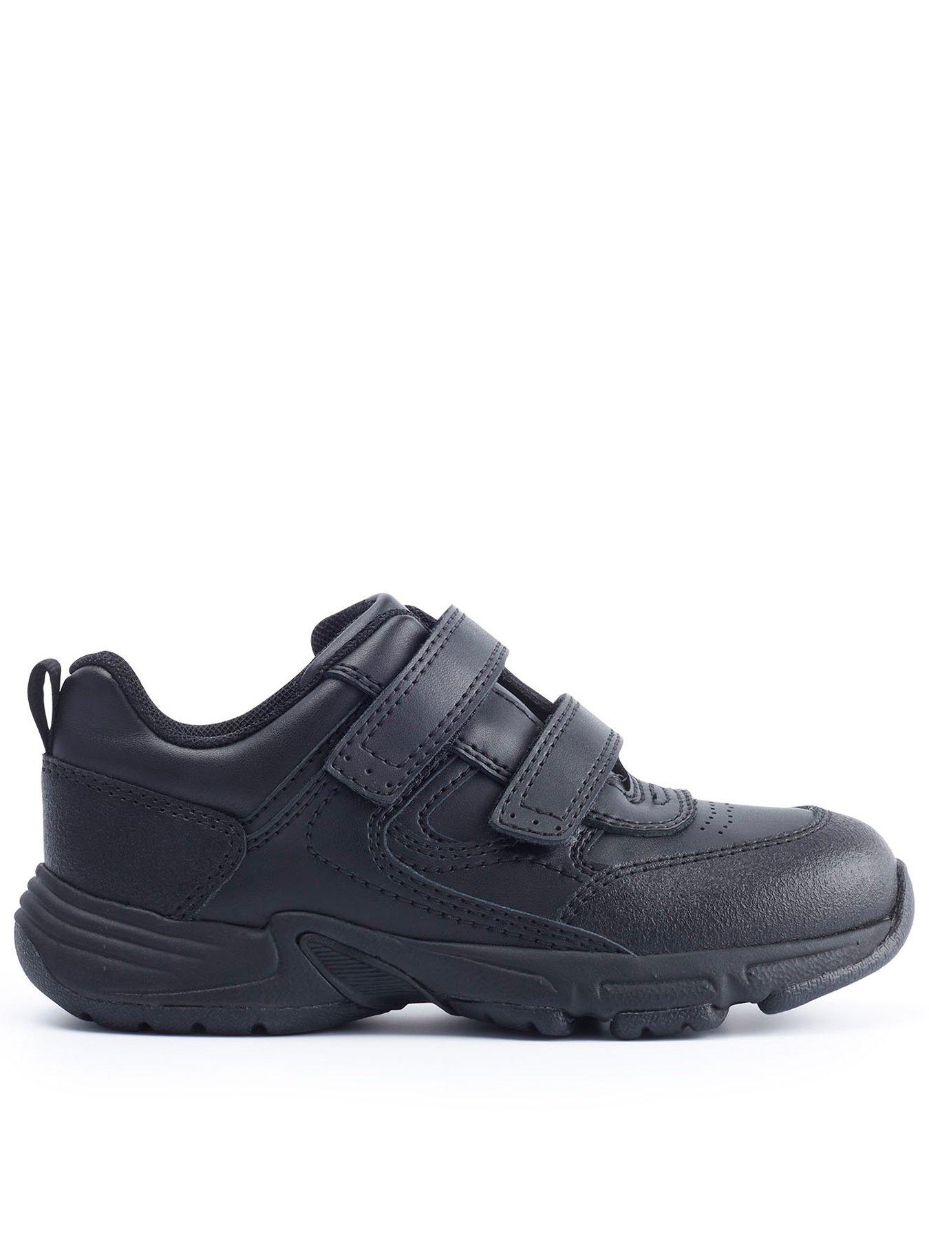 Start rite Meteor Black Leather Double Riptape Lightweight School Trainers Black littlewoods