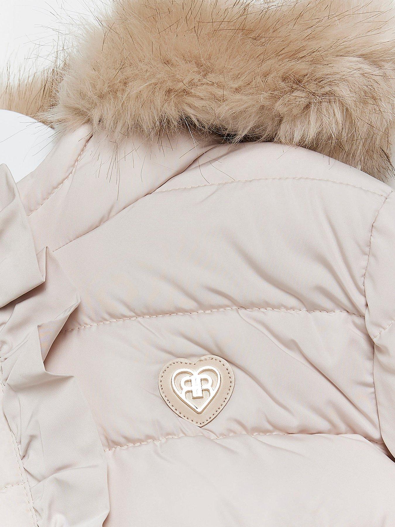  image of river-island-mini-mini-girls-frill-padded-coat-cream