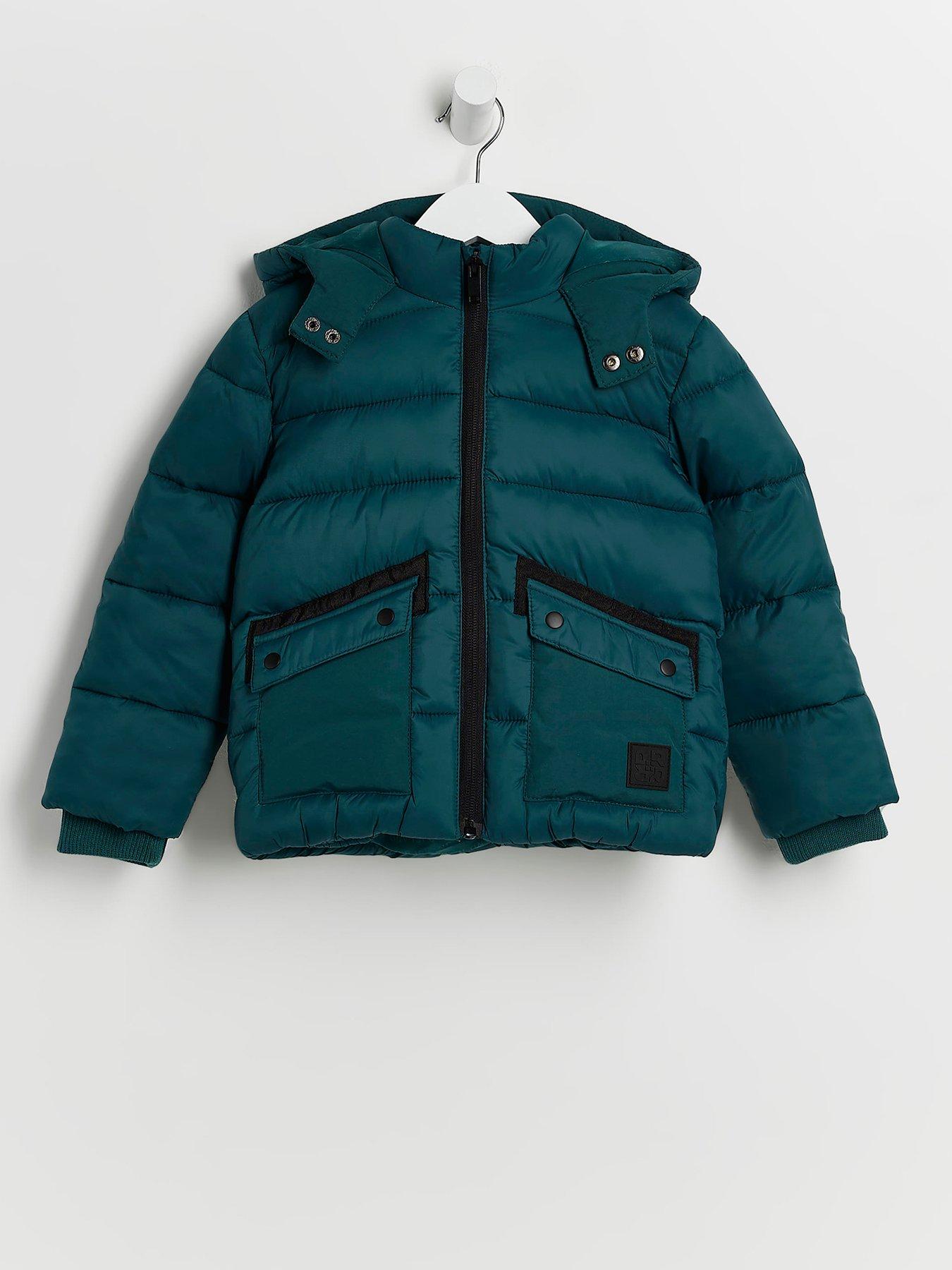  image of river-island-mini-mini-boys-padded-hooded-coat-green