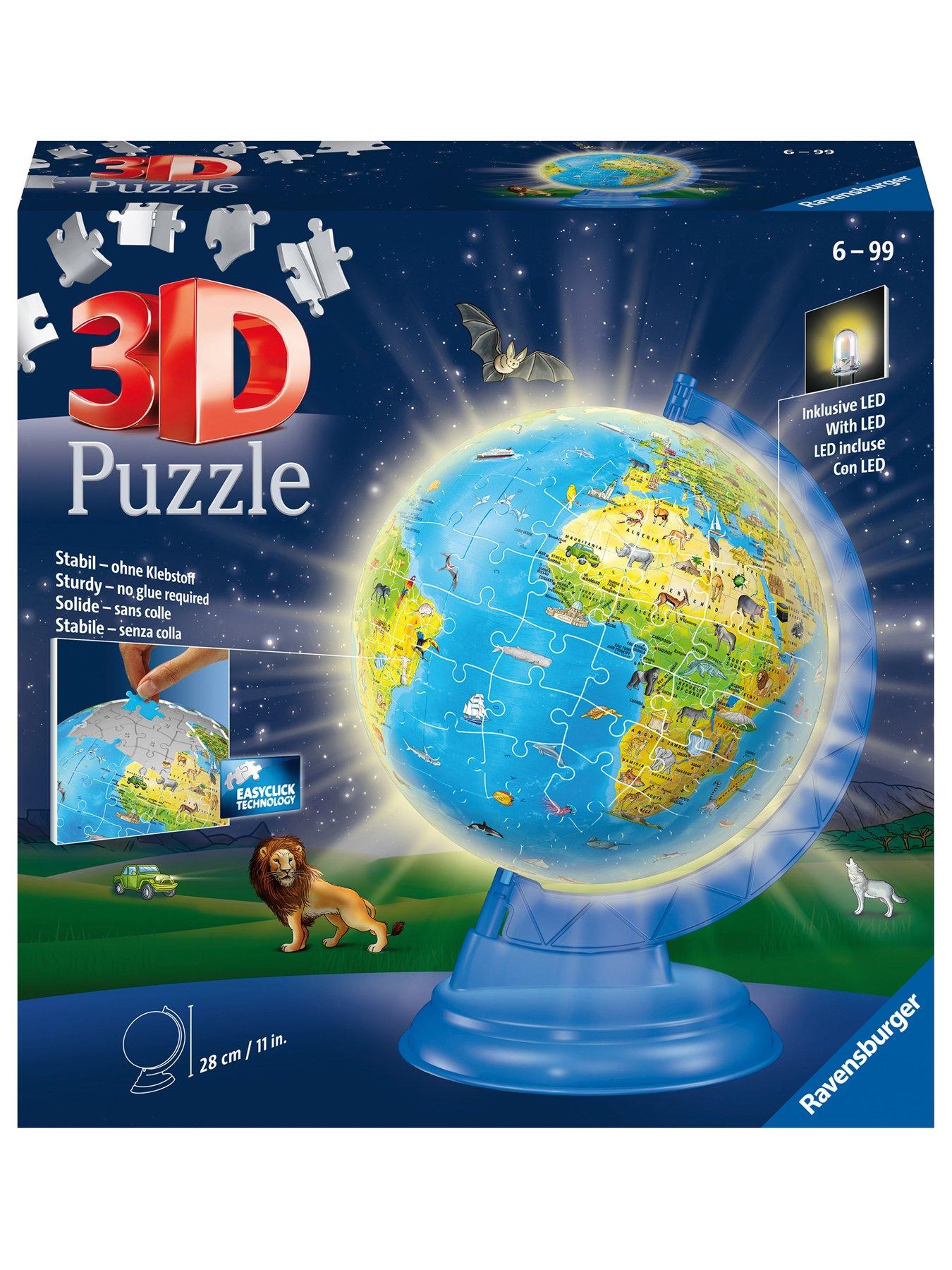 Ravensburger Light Up Children's World Globe, 180 piece 3D Jigsaw Puzzle