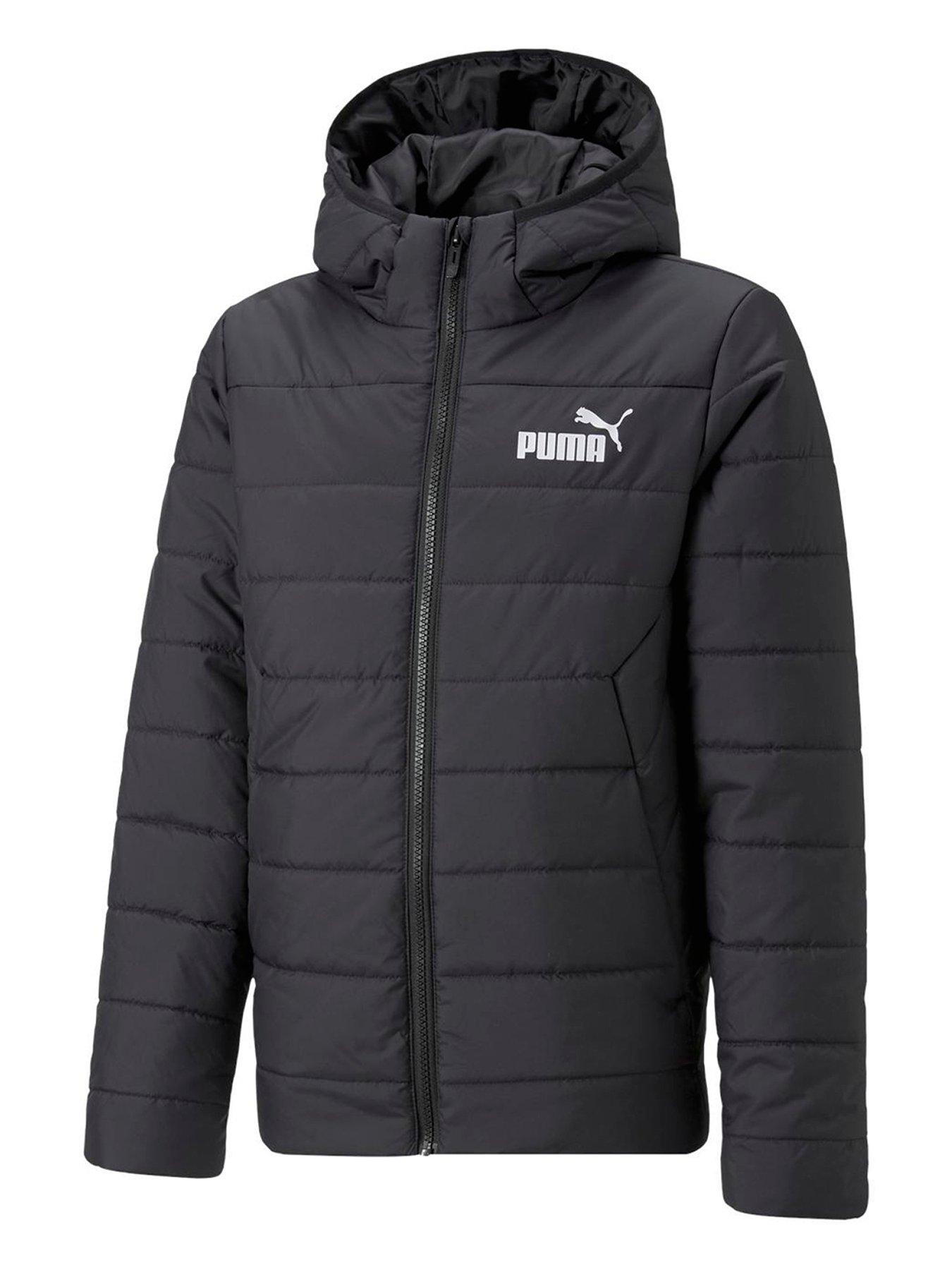  image of puma-unisex-essentials-hooded-padded-jacket-black