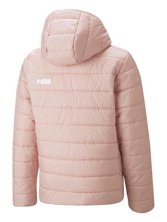 back image of puma-girls-essentials-hooded-padded-jacket-pink