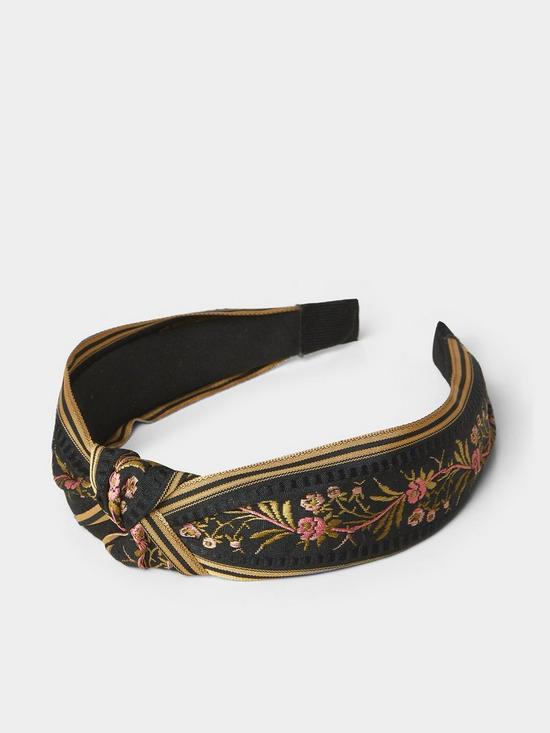 front image of joe-browns-romany-dreams-embroidered-headband--black