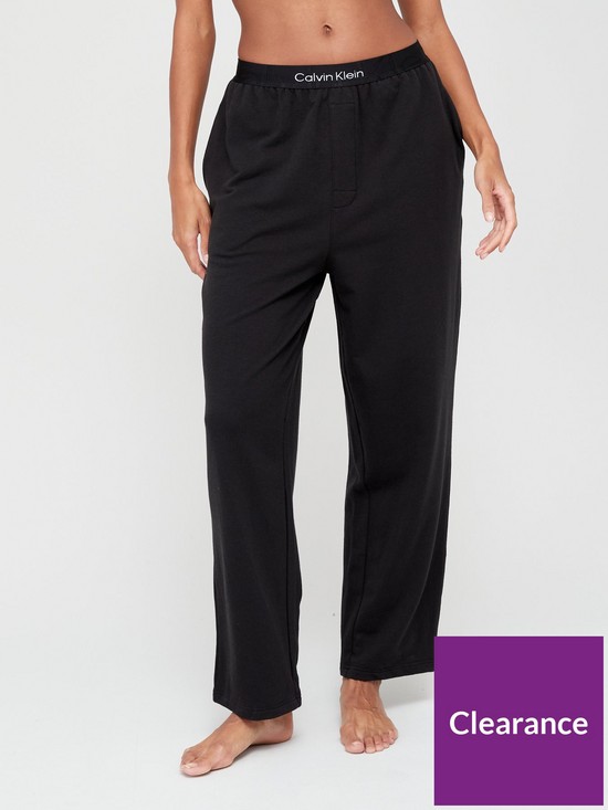 front image of calvin-klein-embossed-icon-lounge-pant-black