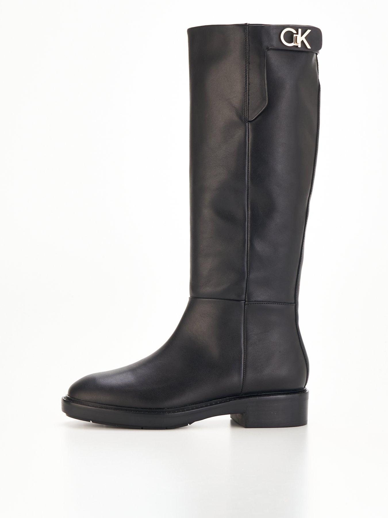 Calvin Klein Rubber Sole Knee Boots Black littlewoods