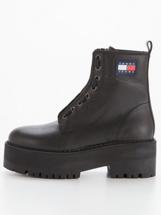 stillFront image of tommy-jeans-tamy-zip-up-leather-ankle-boot-black