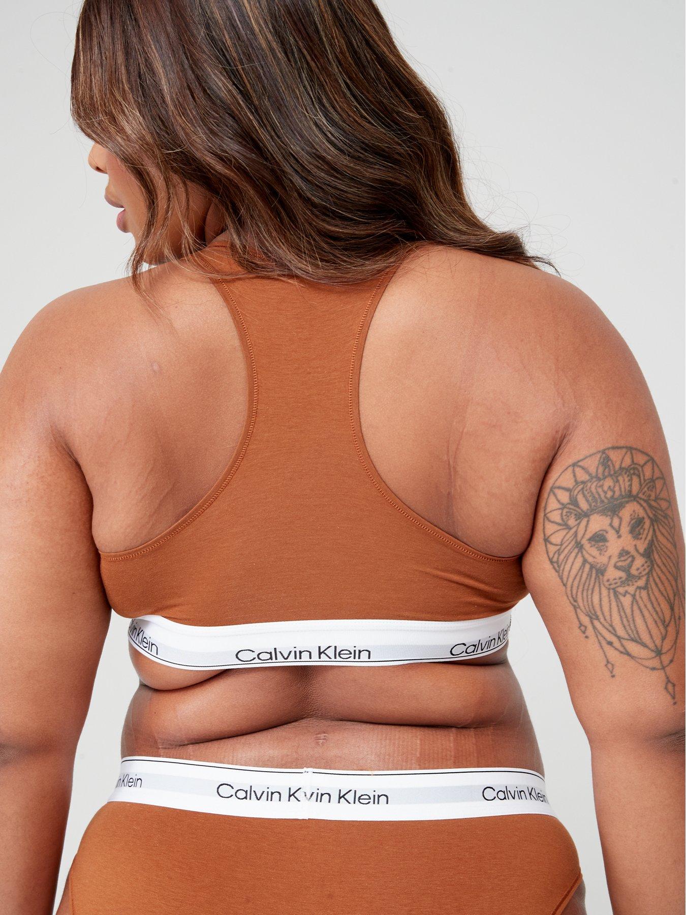 stillFront image of calvin-klein-plus-size-modern-cotton-unlined-bralette-brown